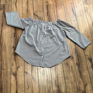 Kontrol Contemporary Sz XL off the shoulder striped top 3/4 sleeves Cruise wear